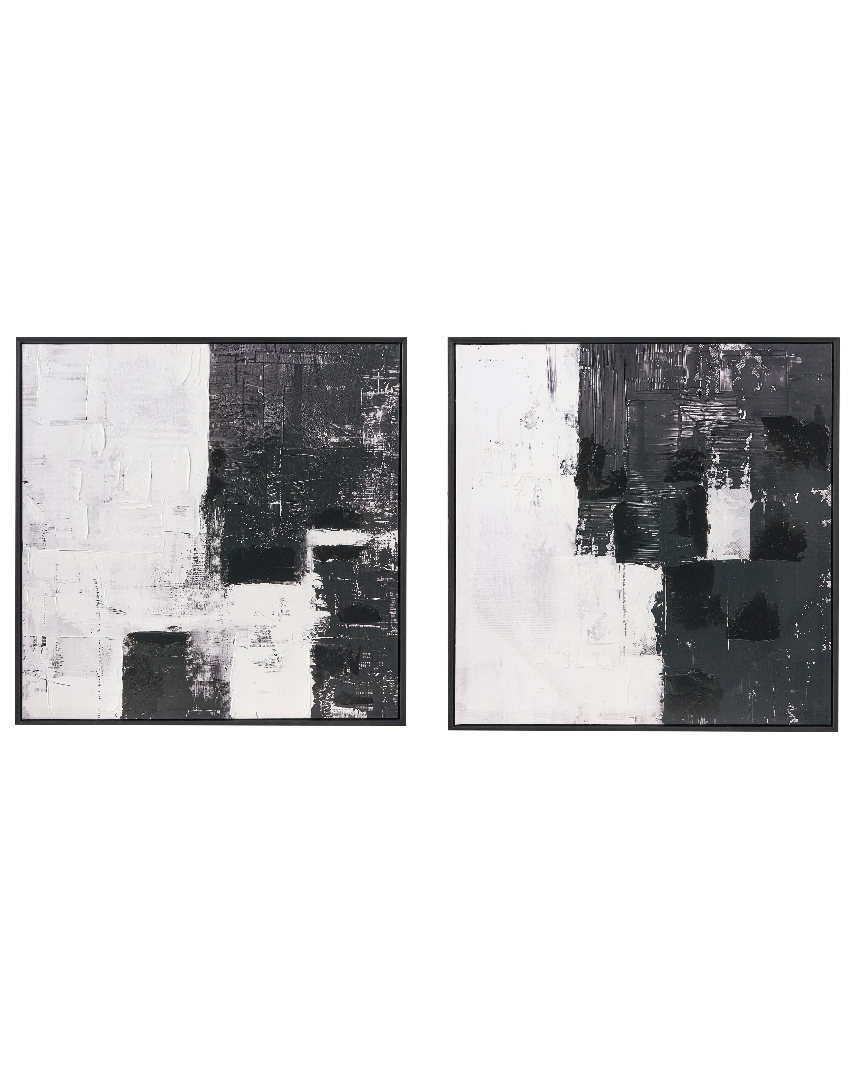 Set of 2 Canvases CASHEL Abstract Motif Black