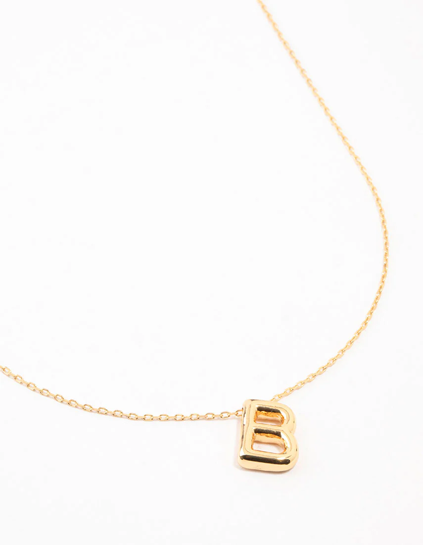 Gold Plated Bubble Letter B Necklace