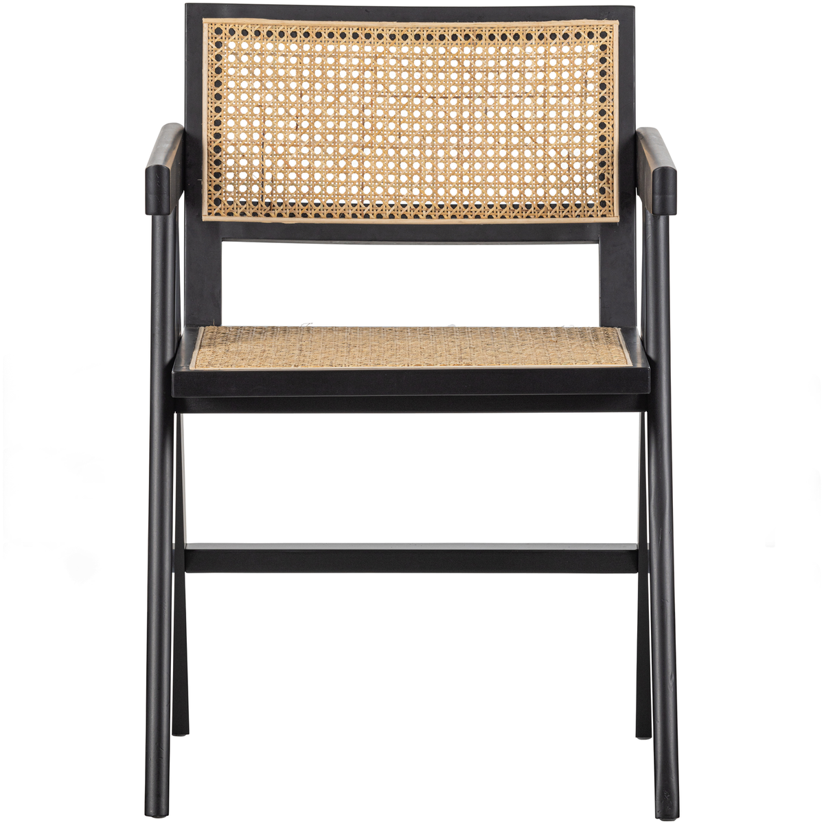 WOOOD eetkamerstoel Gunn - Rattan - Zwart - 80x54x54