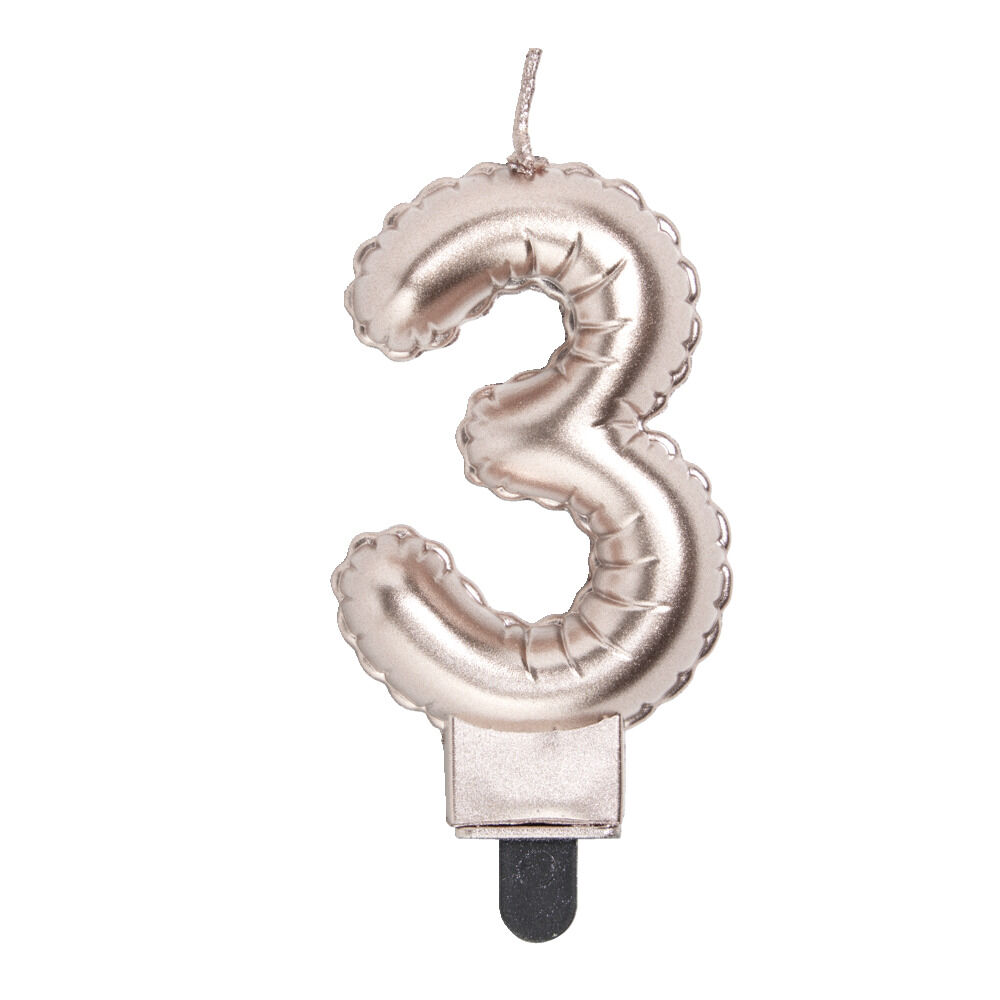 Bougie anniversaire chiffre 3 rose gold