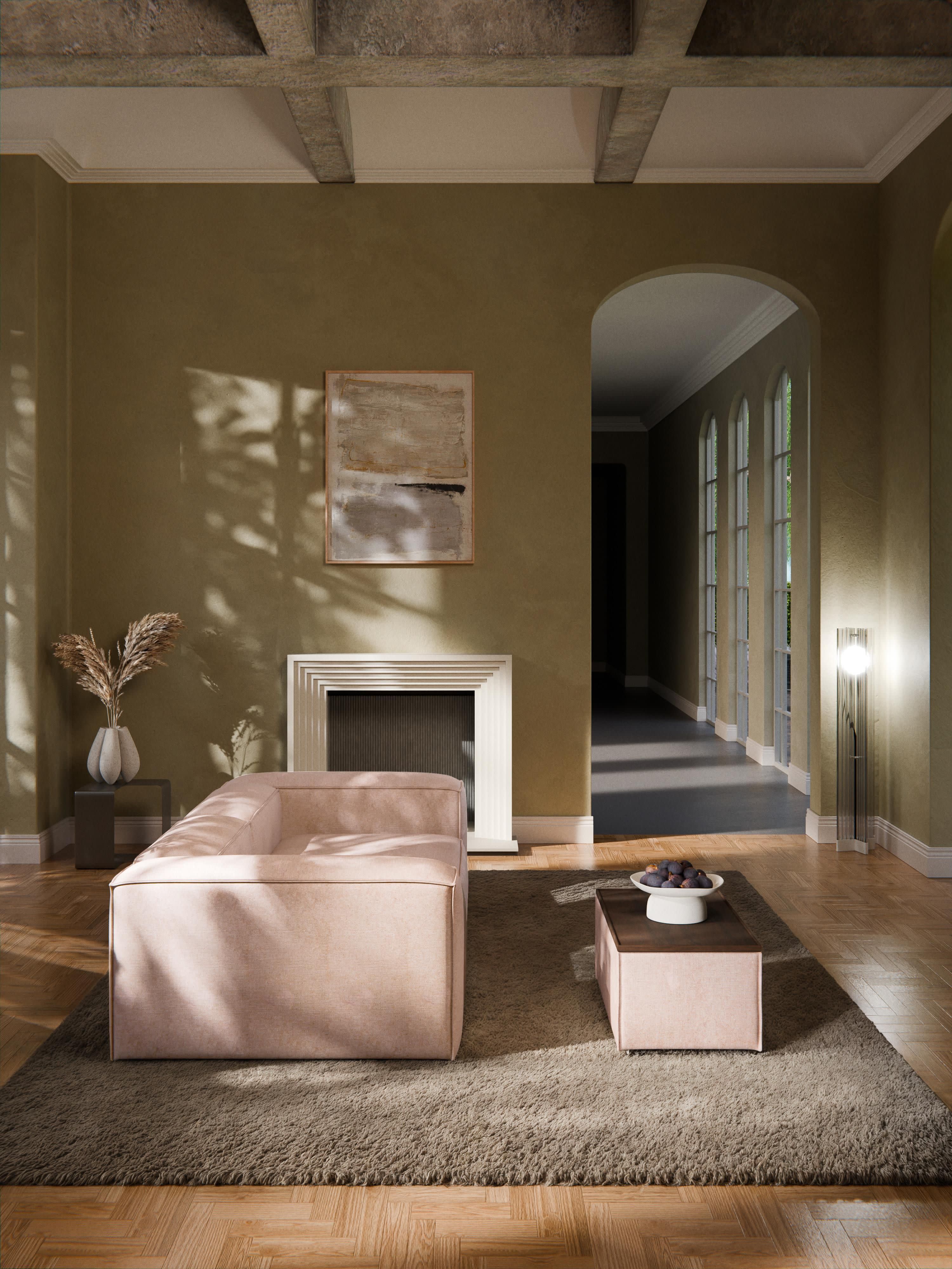 Sofa-Hocker Lennon aus Leinen-Mix mit Stauraum
