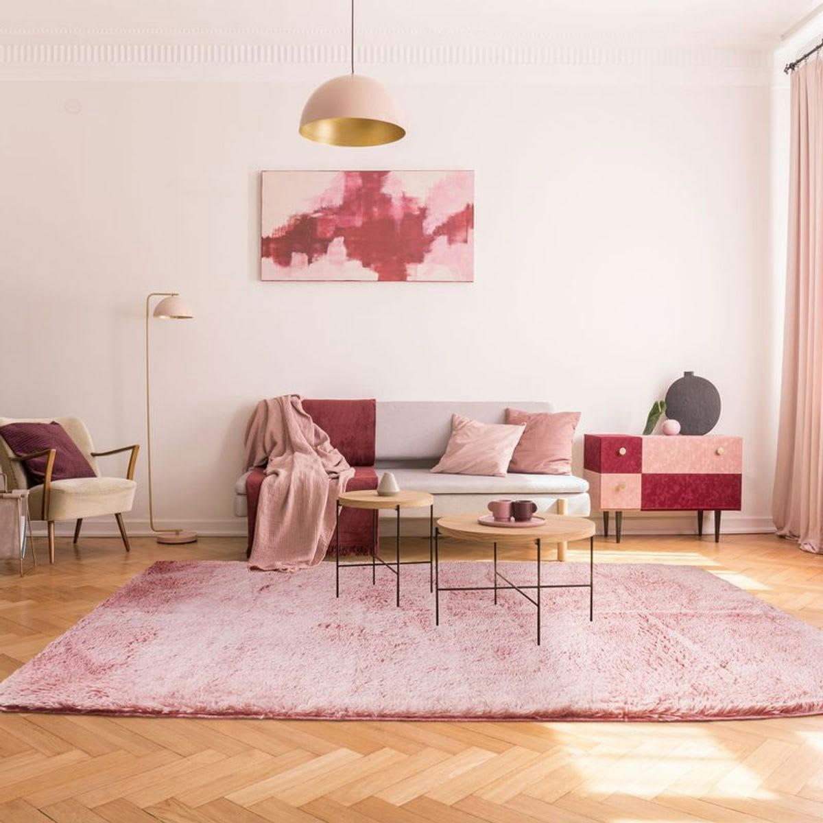 NEO - Tapis lavable à base fine et souple extra doux rose 190x290