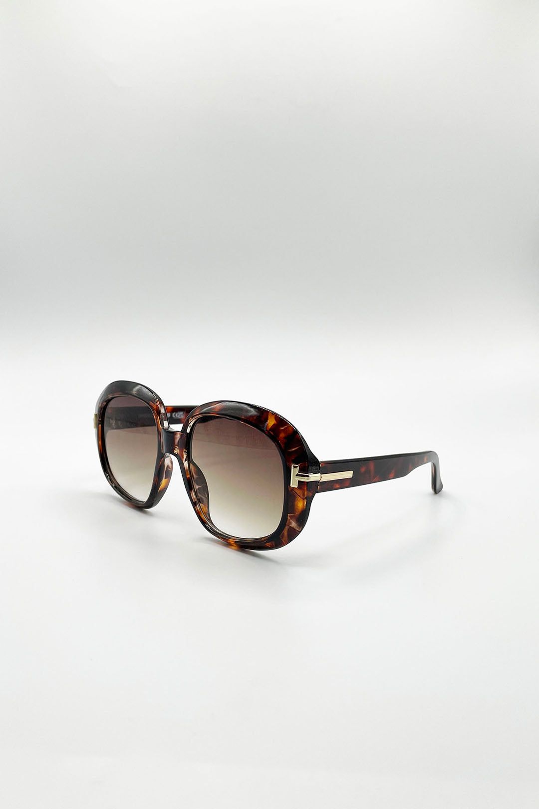 SVNX Bold Round Oversized Sunglasses In Tortoiseshell
