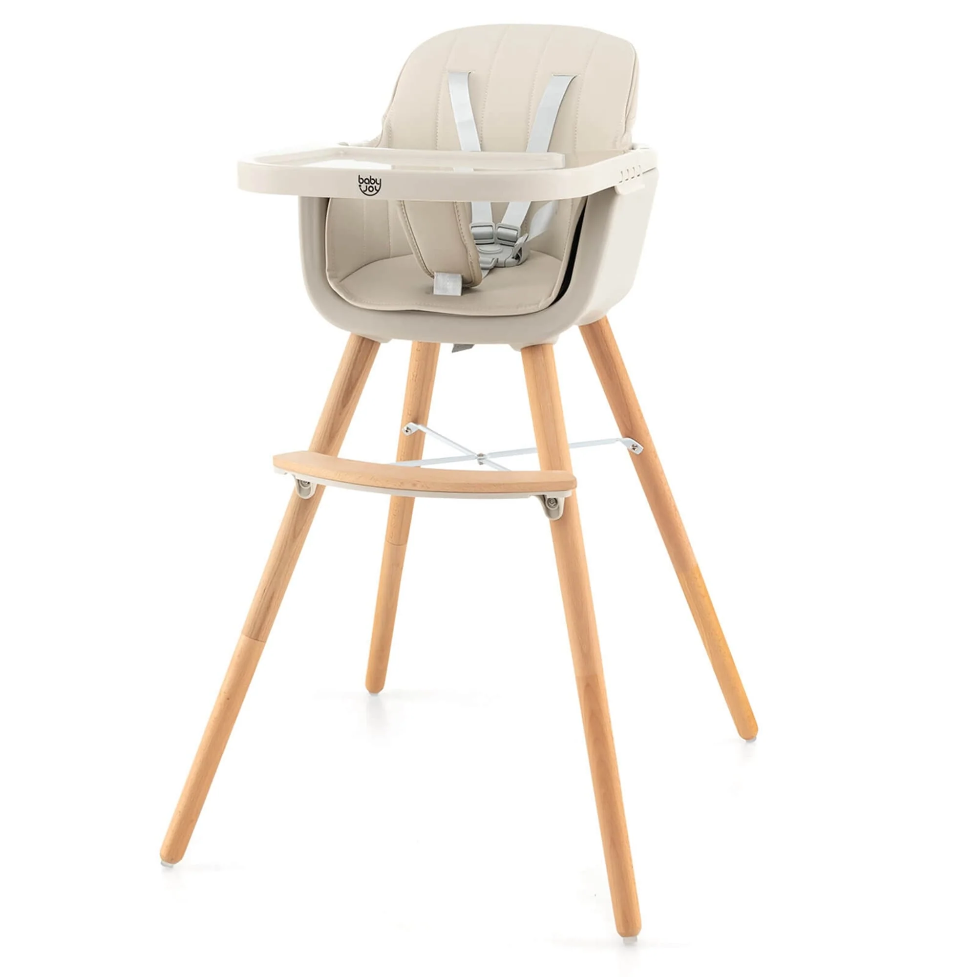 Babyjoy 3 in 1 Convertible Wooden High Chair Toddler Feeding Chair - 20.5 x 21.5 x 36