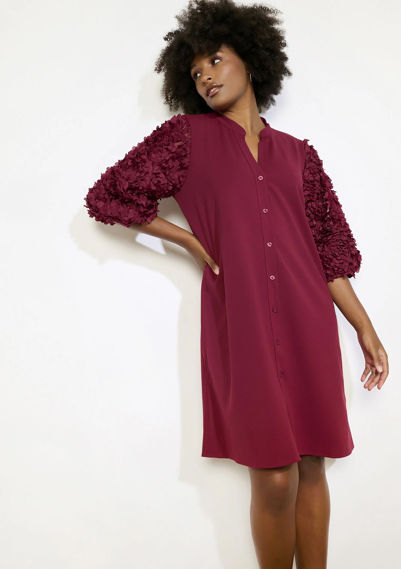 Jurk met structuurmouwen