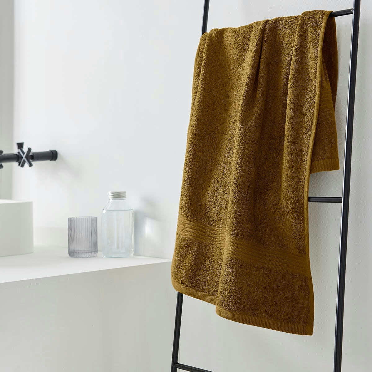 MEVAK BAÑO - Serviette de bain uni en coton bronze 50x90