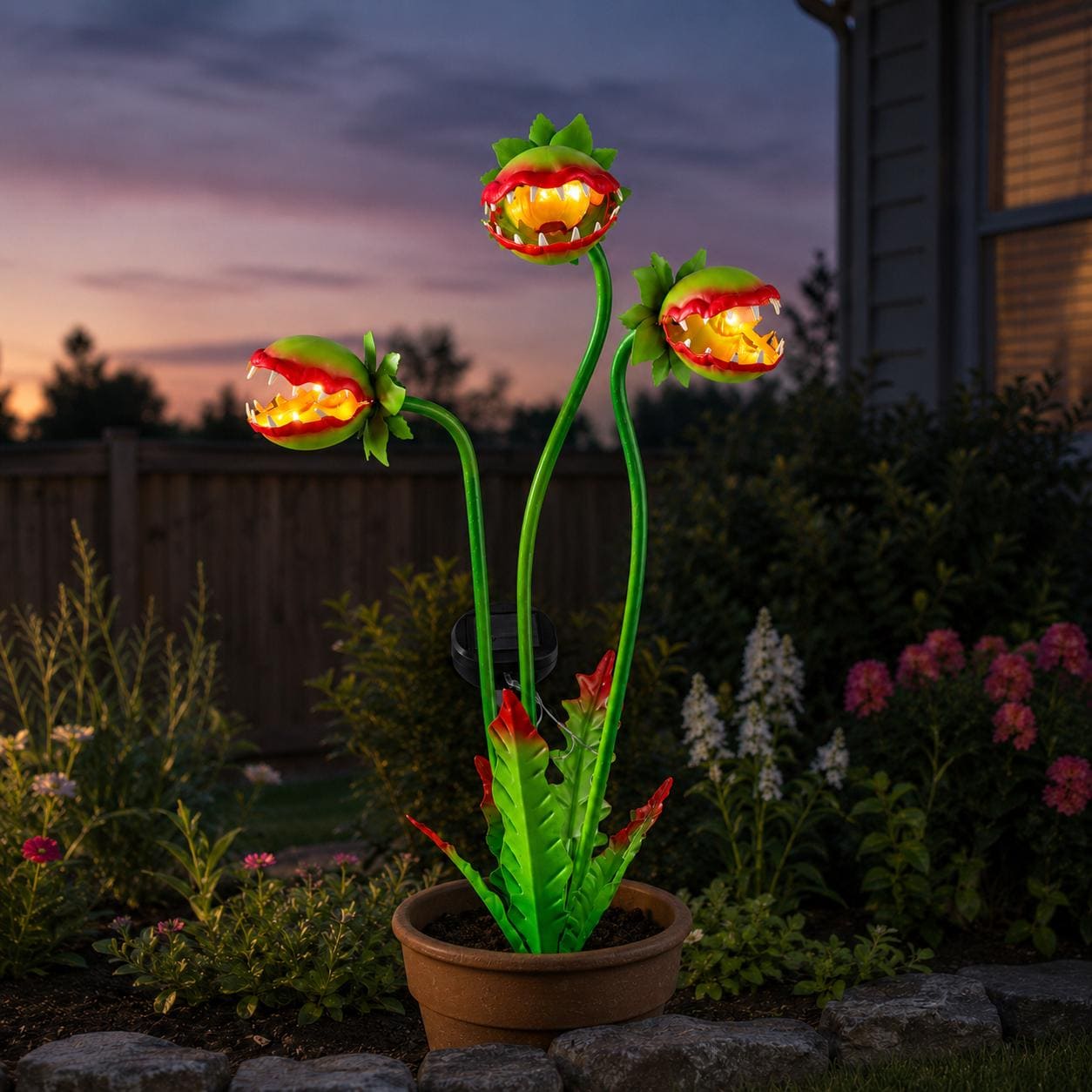 Custom Solar Venus Flytrap Garden Stake, Light Up Carnivorous Plant Decor, Halloween Decor, Outdoor Decor, Unique Yard Art