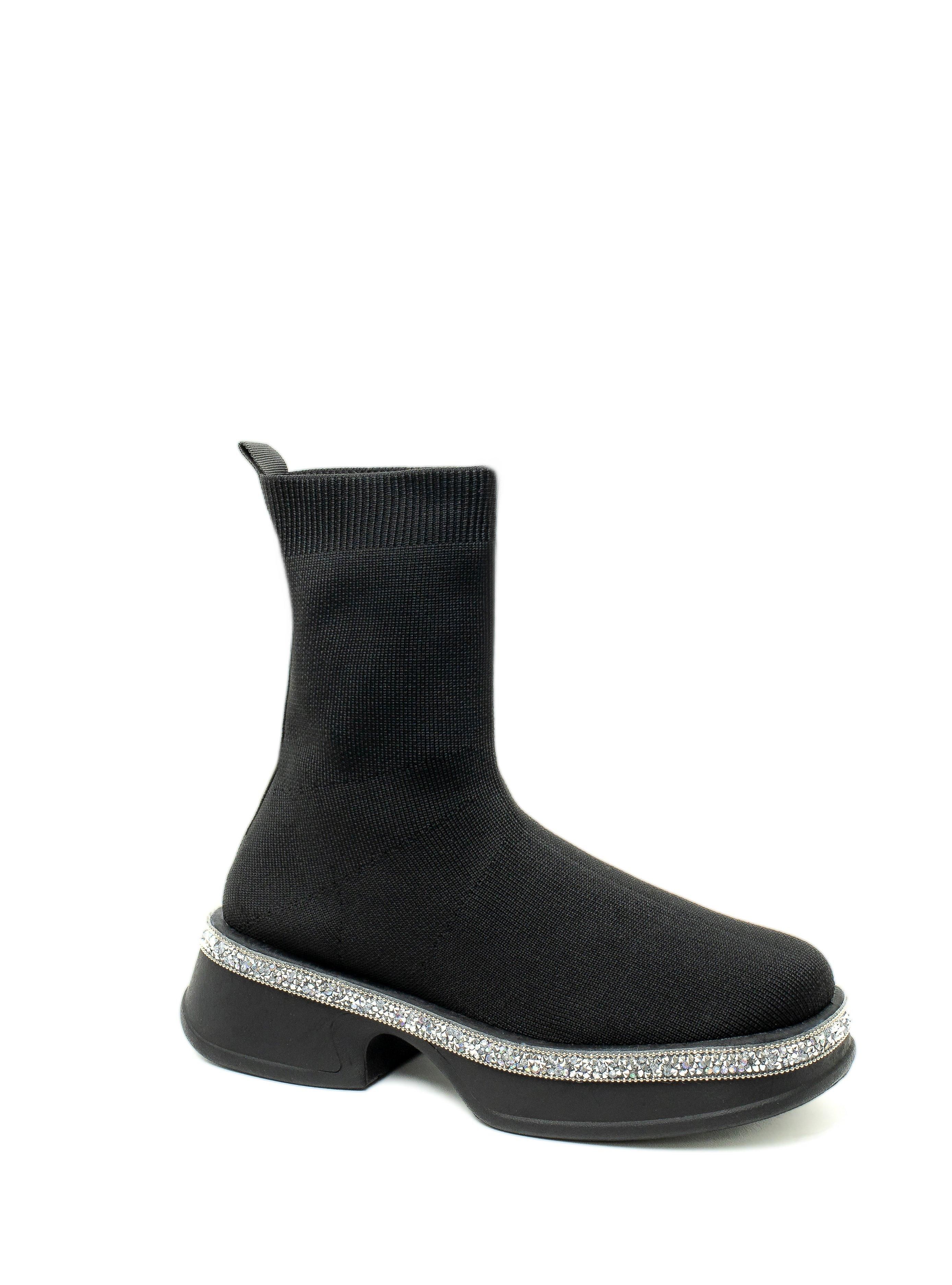 Love Lemonade Sparkly Stretch Chunky Sock Wedge Boot