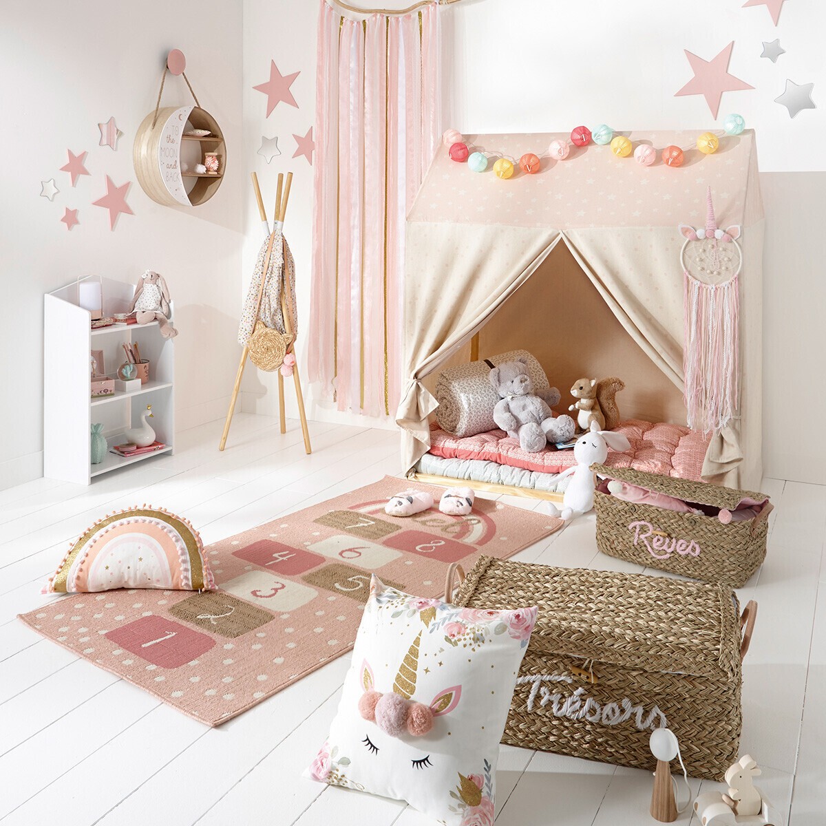Kids rug "Hopscotch" Pink, 80x150 cm
