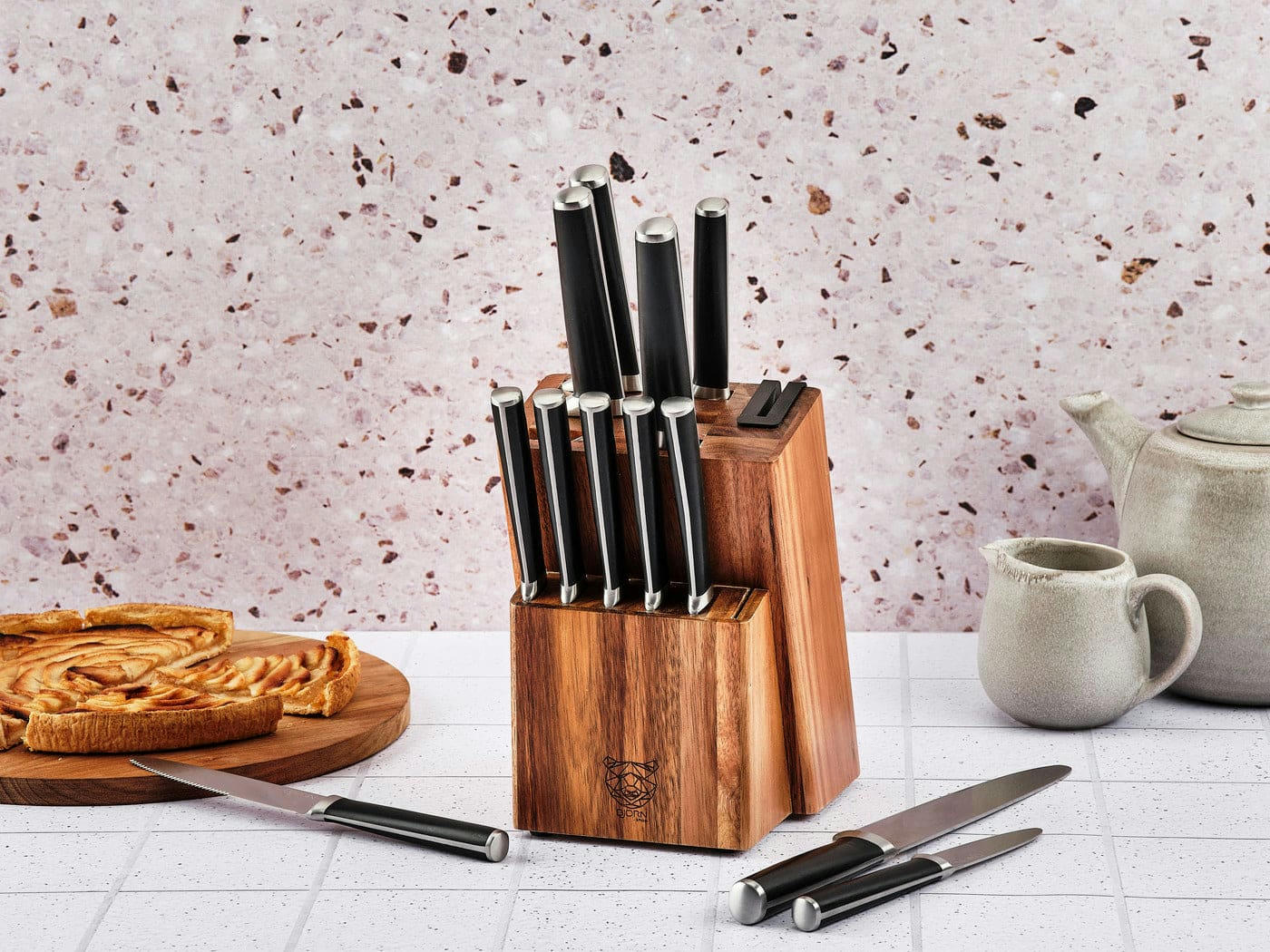 NUDE - Lot de 14 couteaux en inox noir