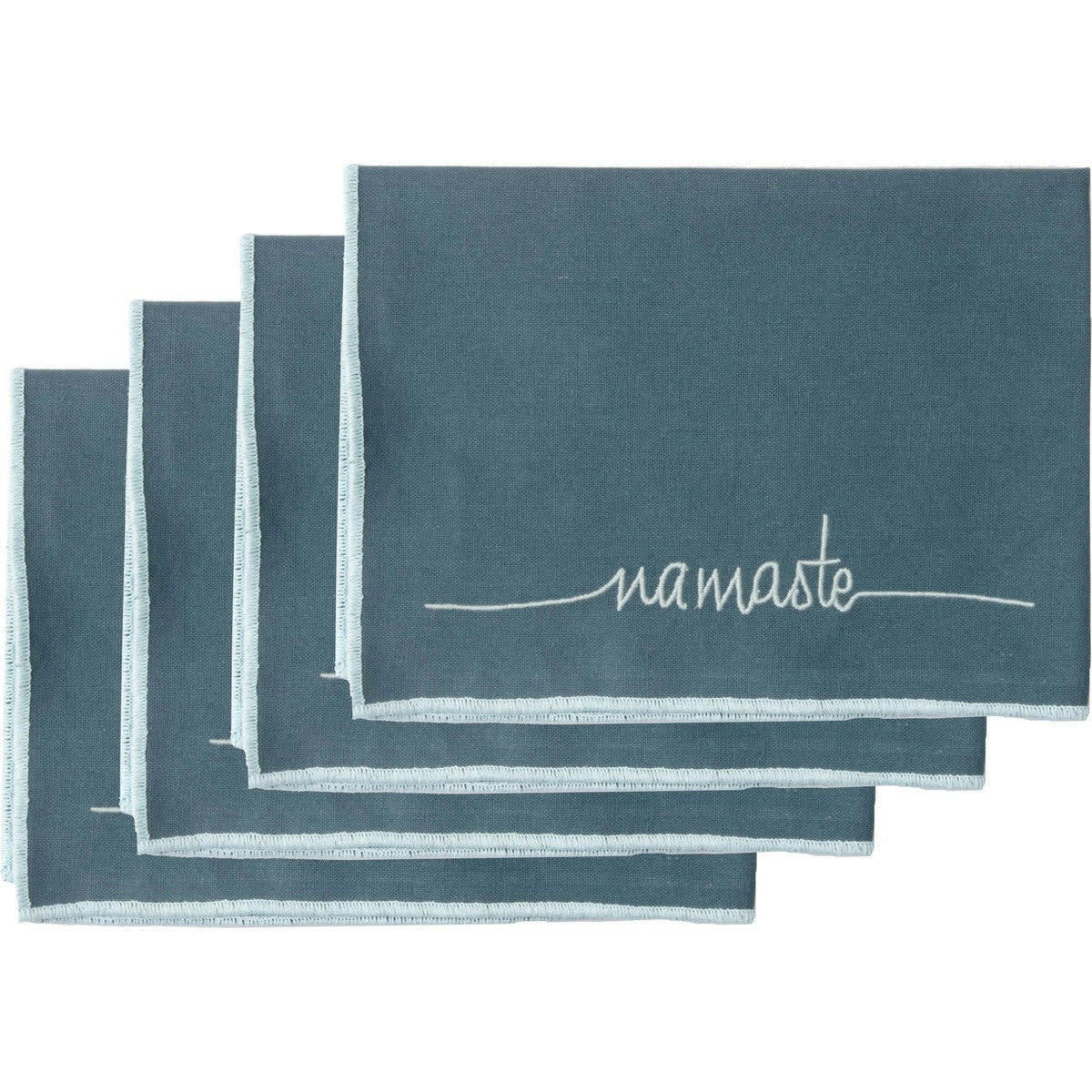 NAMASTE - Sets de table (x4) coton  35x50 bleu paon