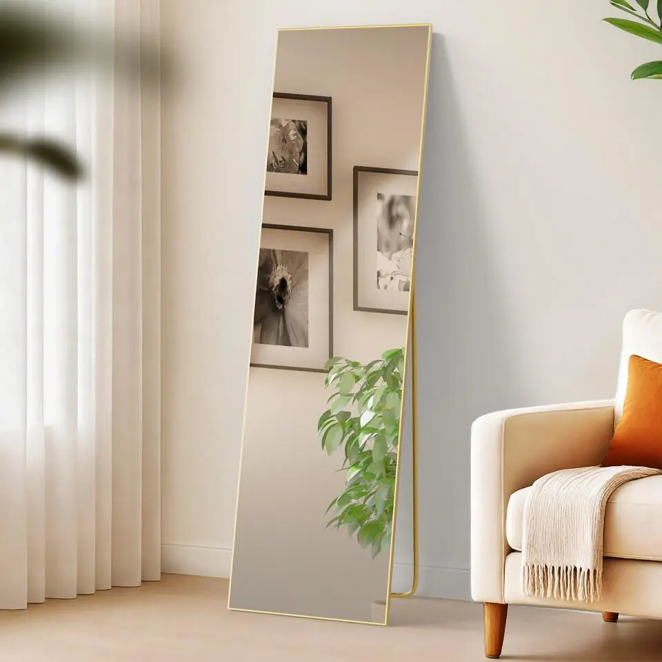 CLP Staande spiegel Benicia vierkant - Glas - goudglans