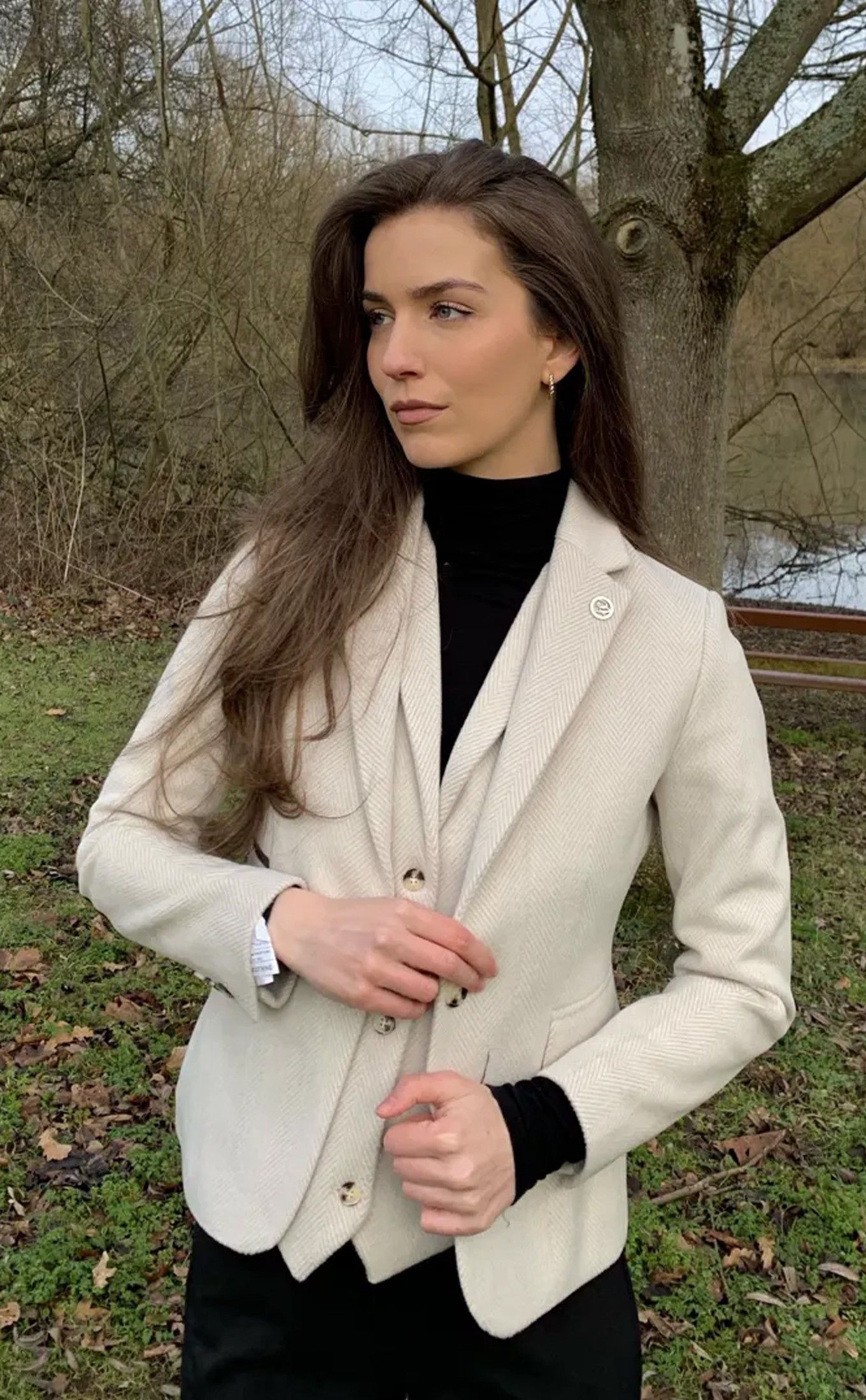 Infinity Leather Women's Tailored Fit Wool Blend Tweed Blazer