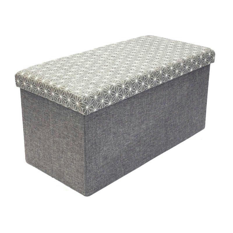 - Coffre rangement banc tissu gris