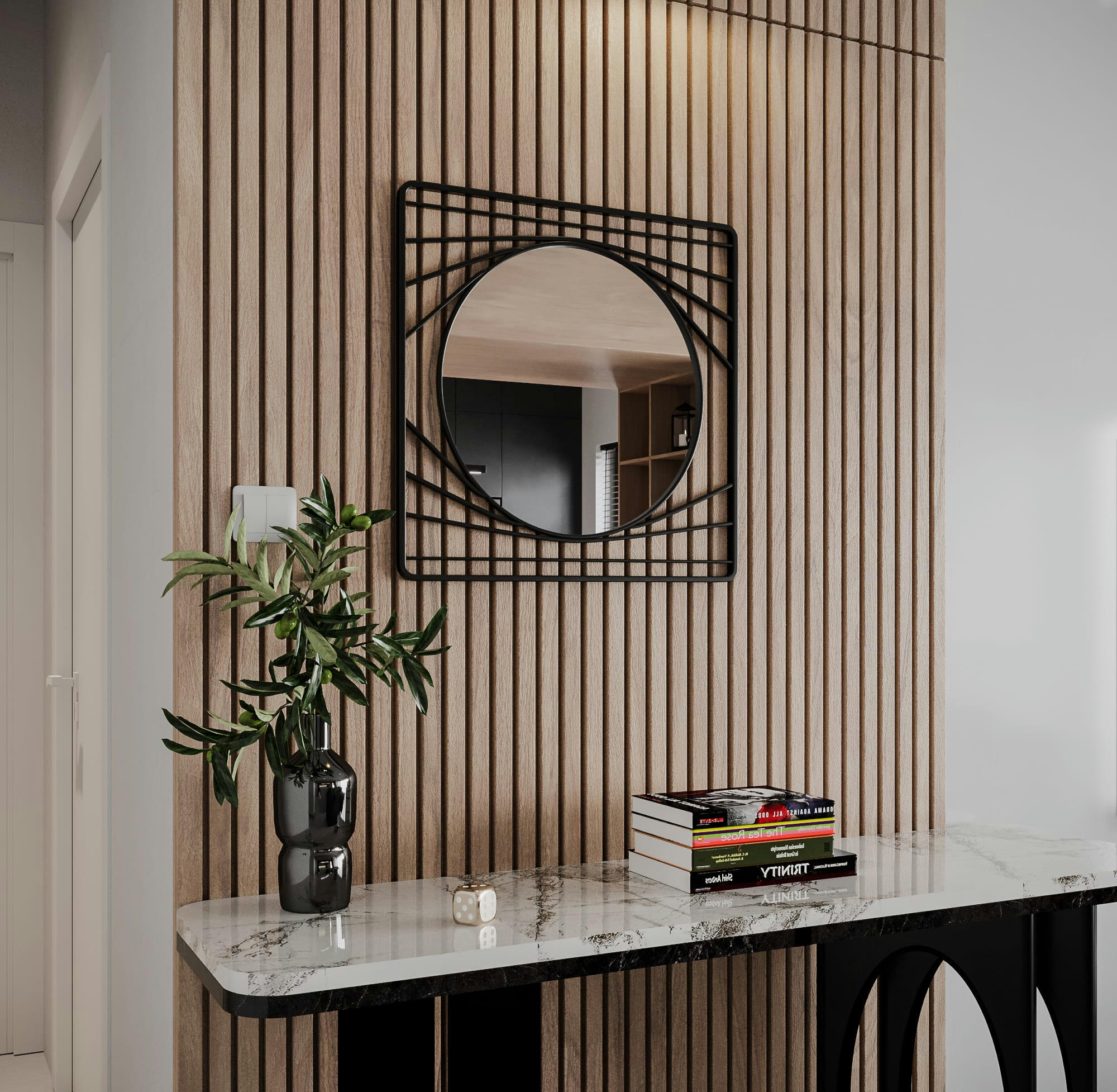 POMPADOUR - Miroir en métal noir