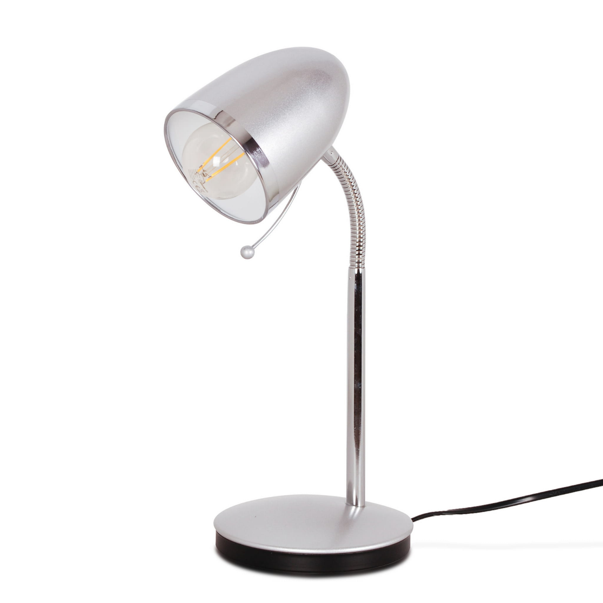 Lampka biurkowa srebrno-chromowana KAJTEK 1xE27x40W wys:36cm Kaja