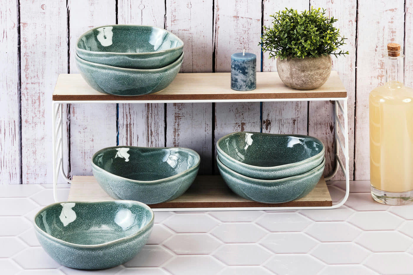 MAGMA - Lot de 6 bols petit-déjeuner en grès bleu D18