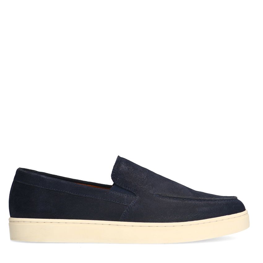 Manfield Donkerblauwe suède loafers