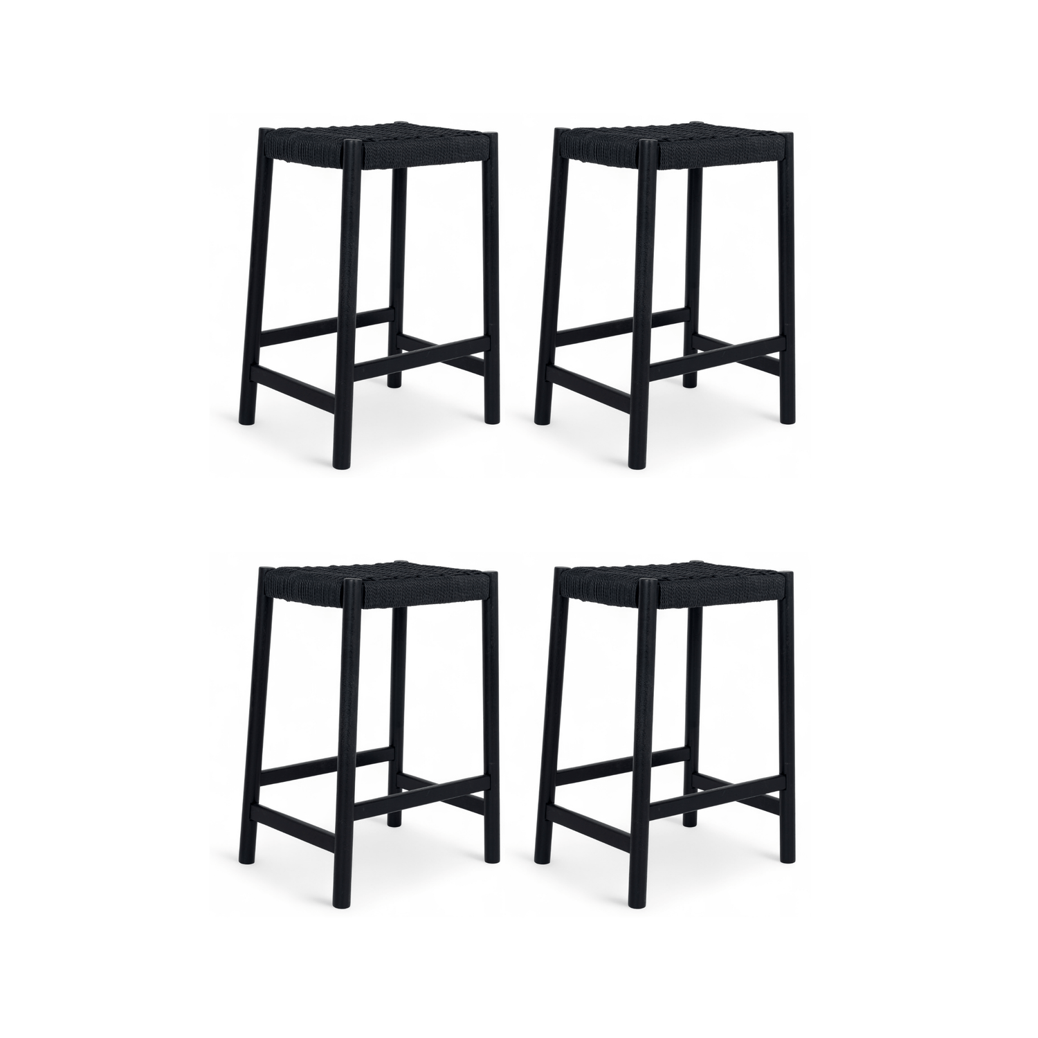 Furnhouse barkruk Ida - Zwart - Papiergaren - Set van 4