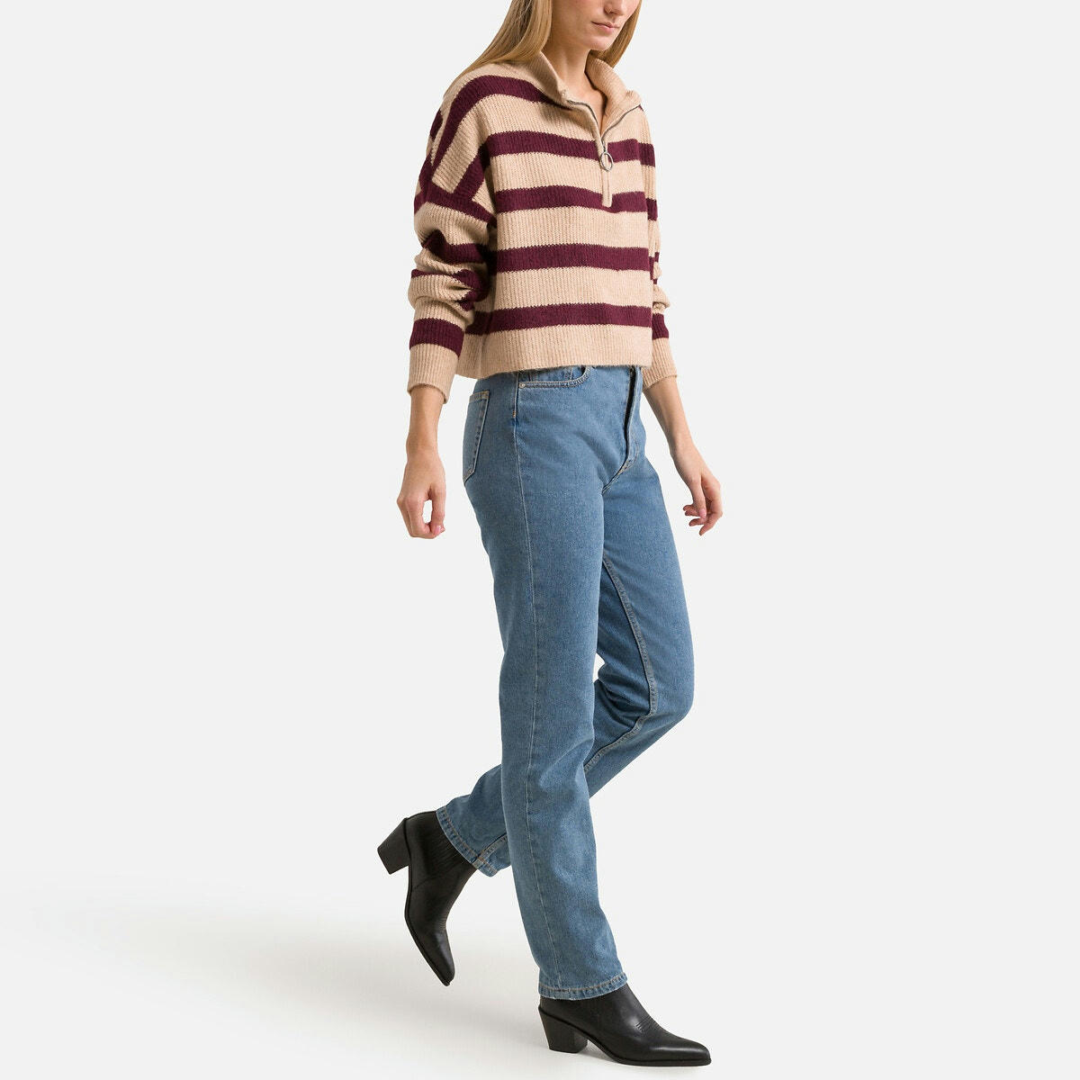 Pull col montant en grosse maille