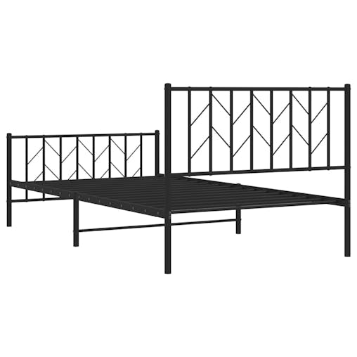 NNEVL Metal Bed Frame with Headboard and Footboard&nbsp;Black 107x203 cm