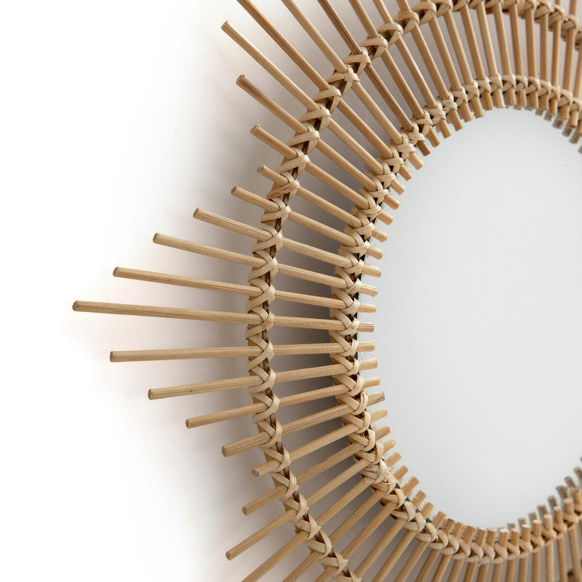 Miroir bombé en bambou forme soleil ø45 Nogu