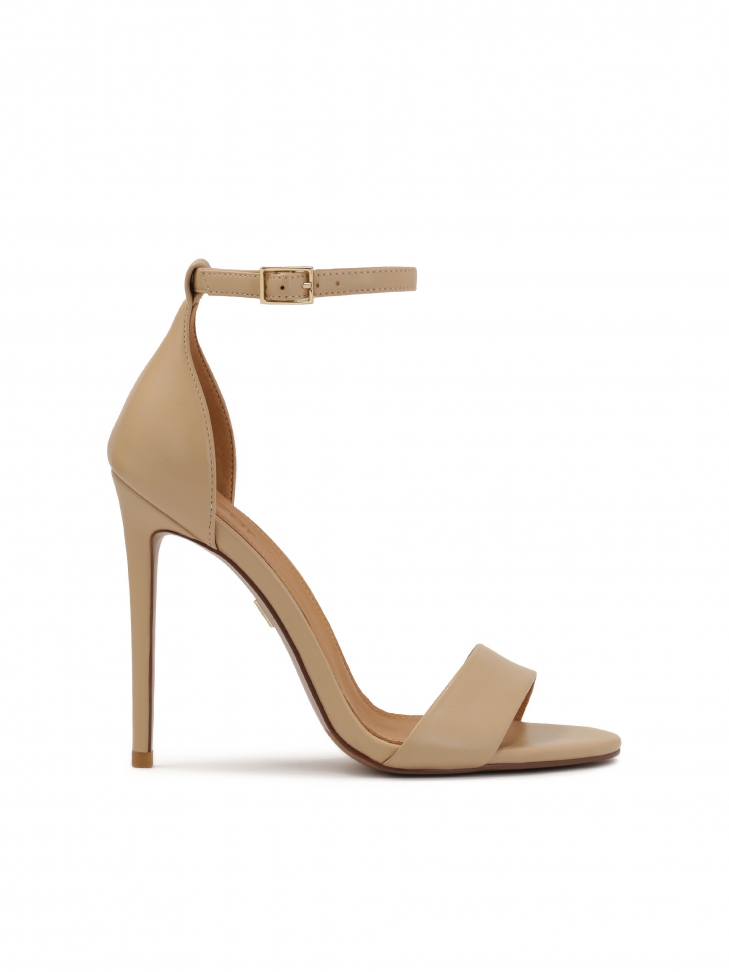 Beige high-heeled sandals