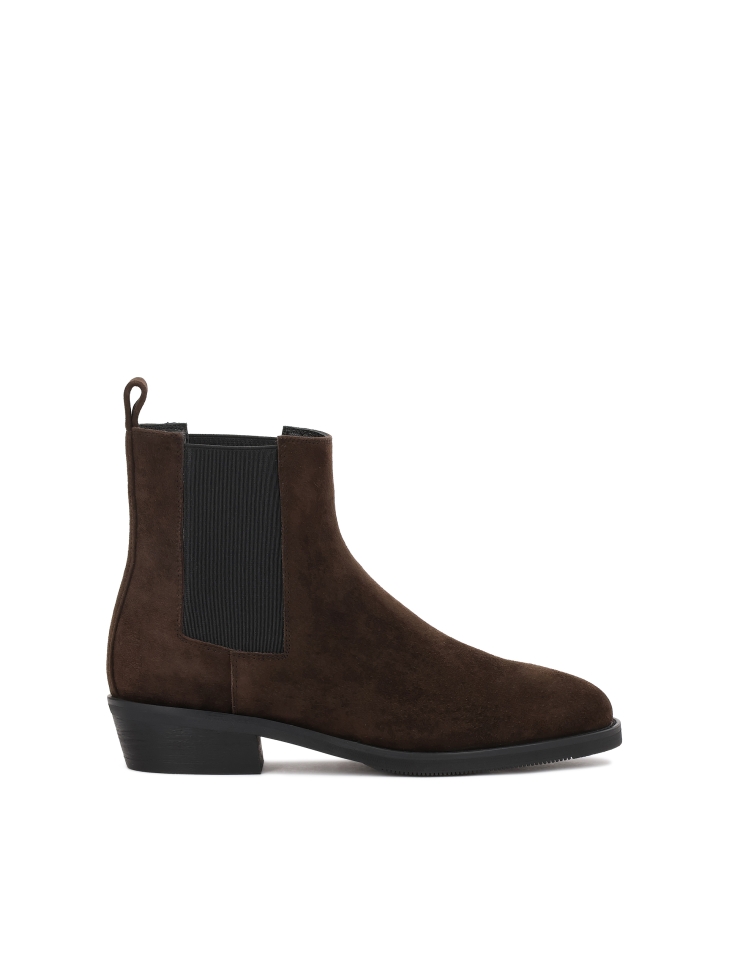 Suede boots with elastic inserts
