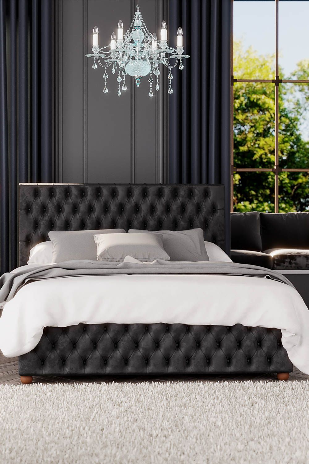 Laurence Llewelyn-Bowen Seren Ottoman Storage Bed in Mirazzi Velvet Fabric, Custom Made