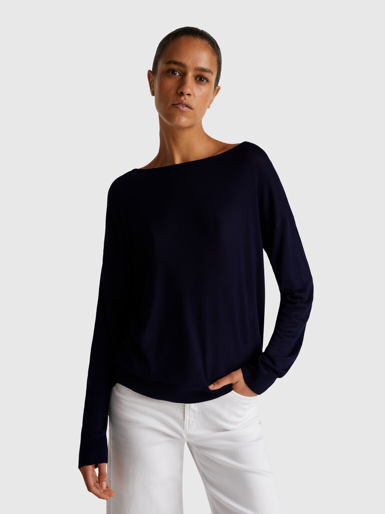 Flowy top with boat neck
