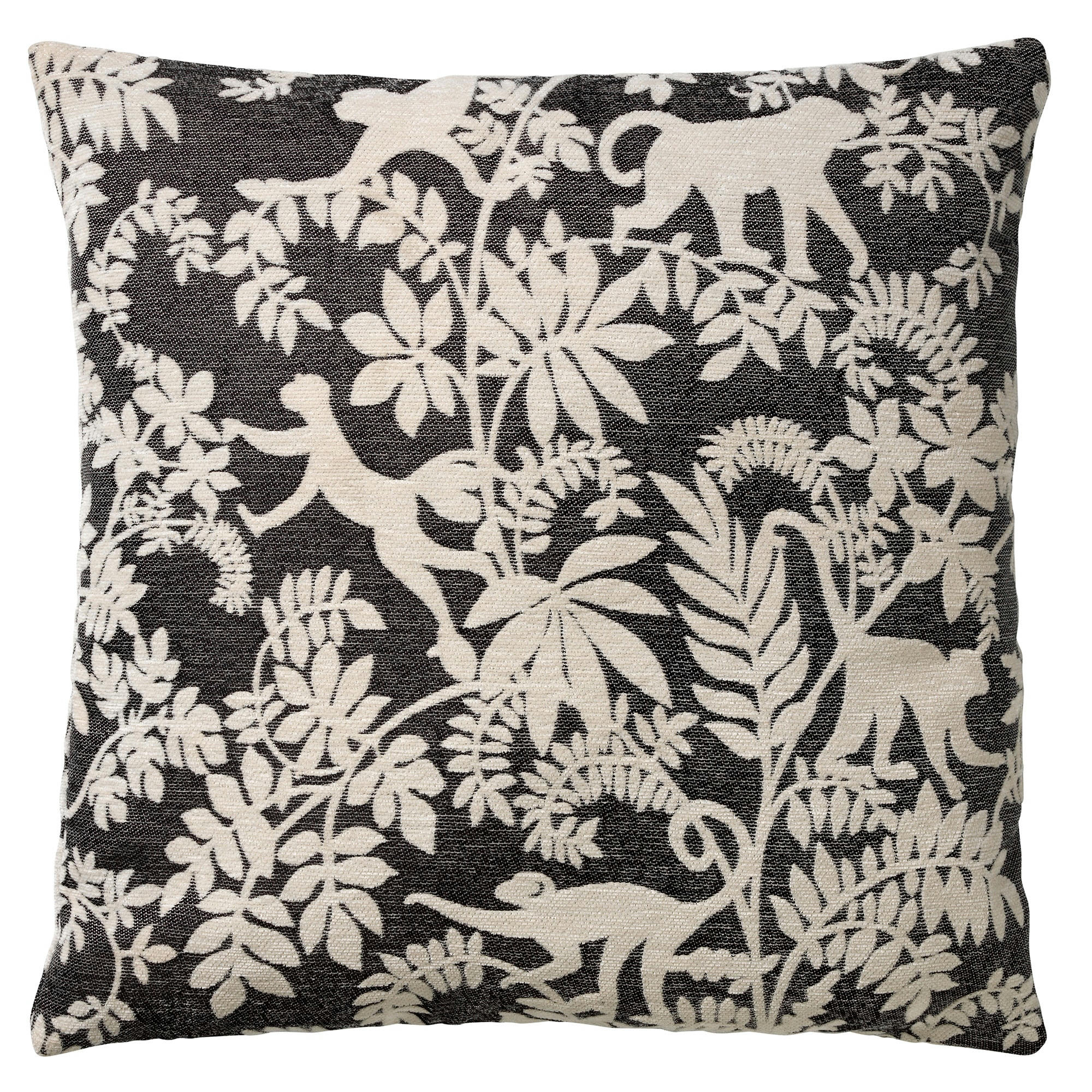 ABU - Coussin - noir en coton 45x45 cm avec motif fleuri