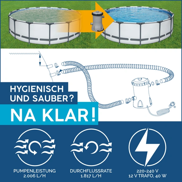 Filterpumpe, 2.006 l/h, 40 W, Ø 32-mm-Anschluss