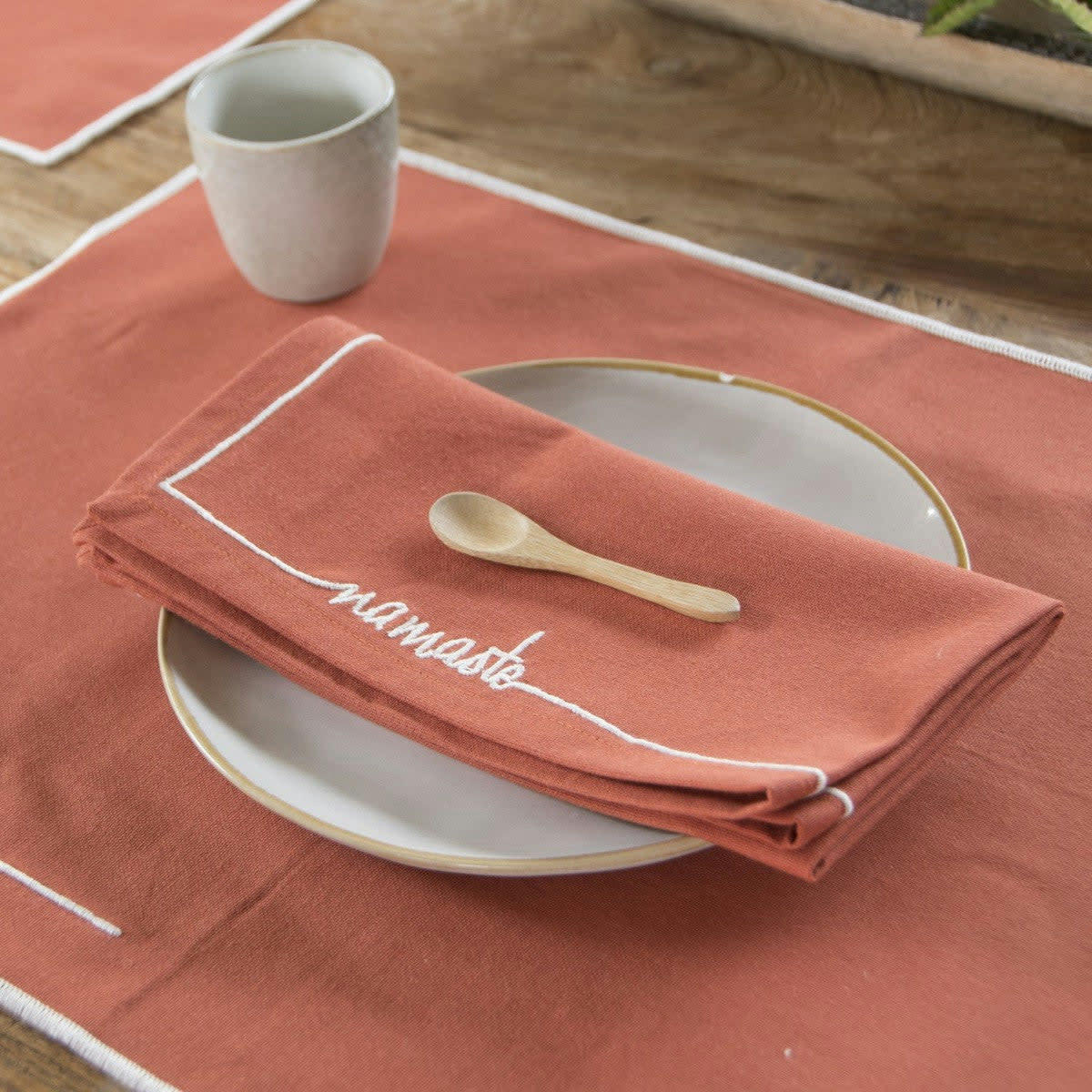 NAMASTE - Serviettes de table (x4) coton  45x45 terracotta