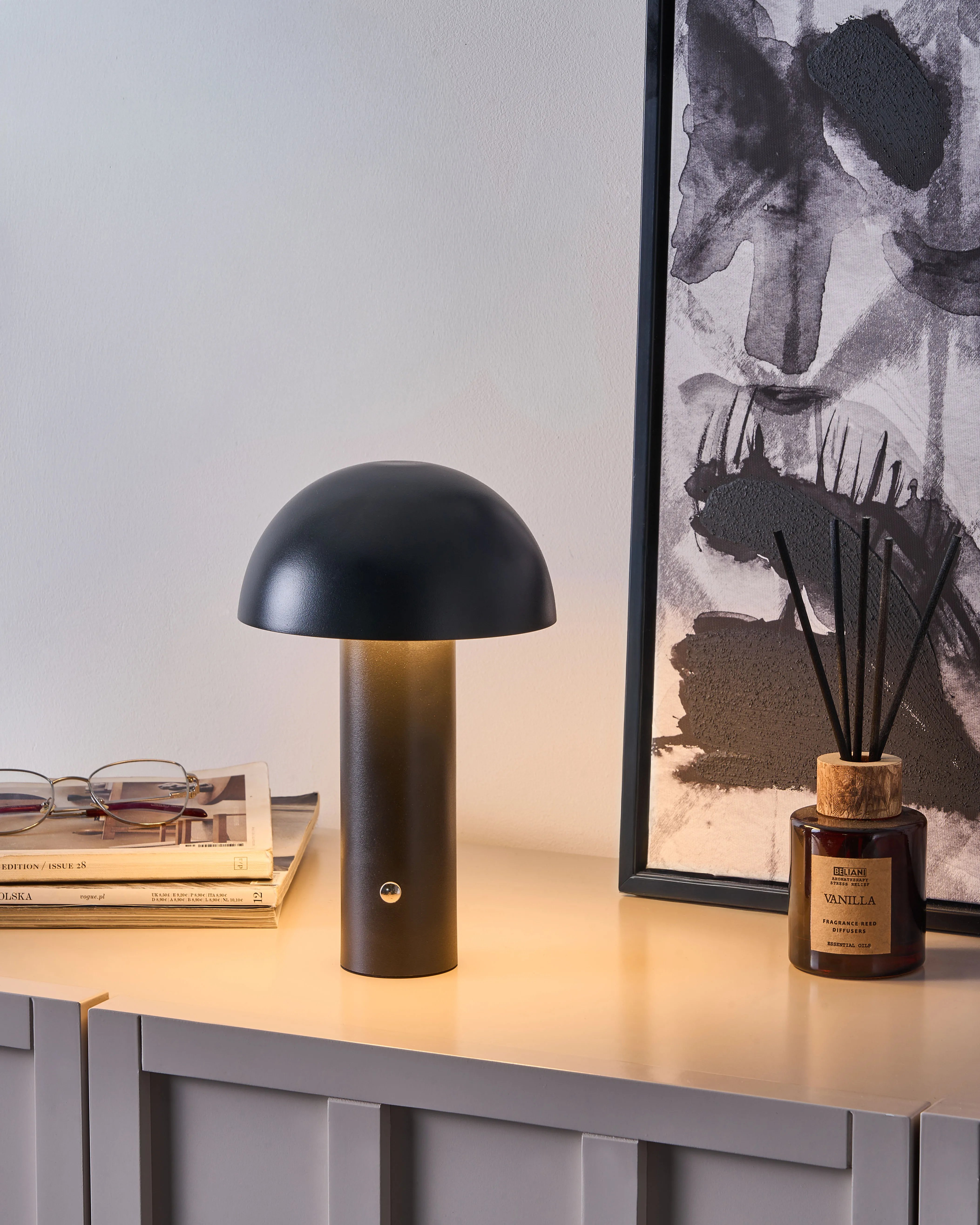 Wireless LED Table Lamp BOJO with Dimmer Metal Black