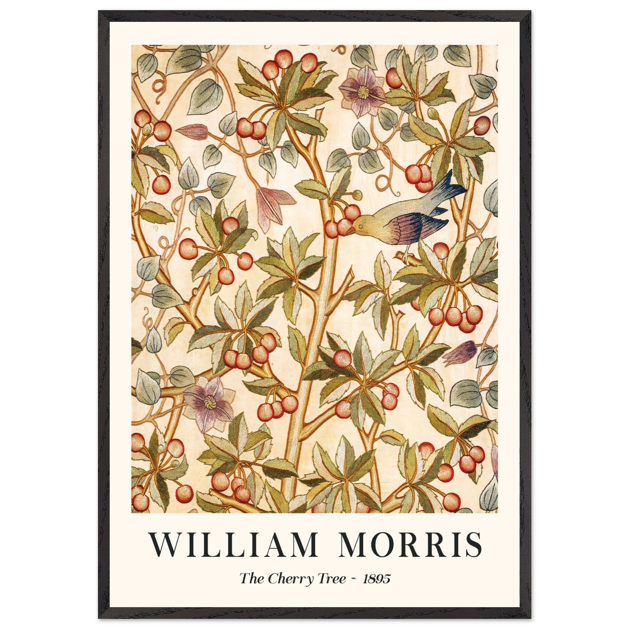 Artfulprints Poster met Lijst William Morris - The cherry tree 1895  - 70x100 cm - Groen