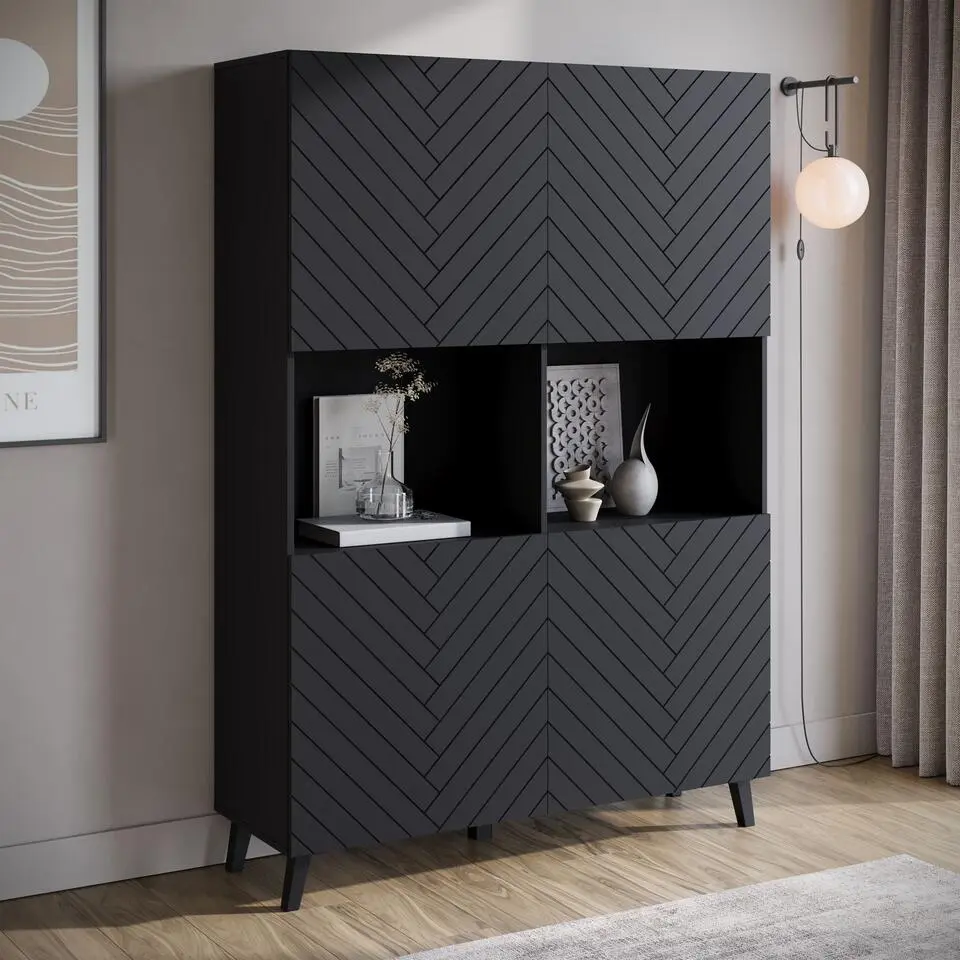Meubella - Dressoir Pulse 2 - Zwart - 120 cm
