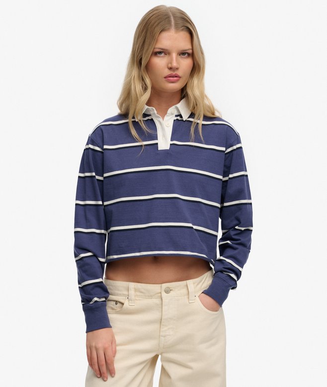 Athletic Essentials Cropped Stripe Rugby Top