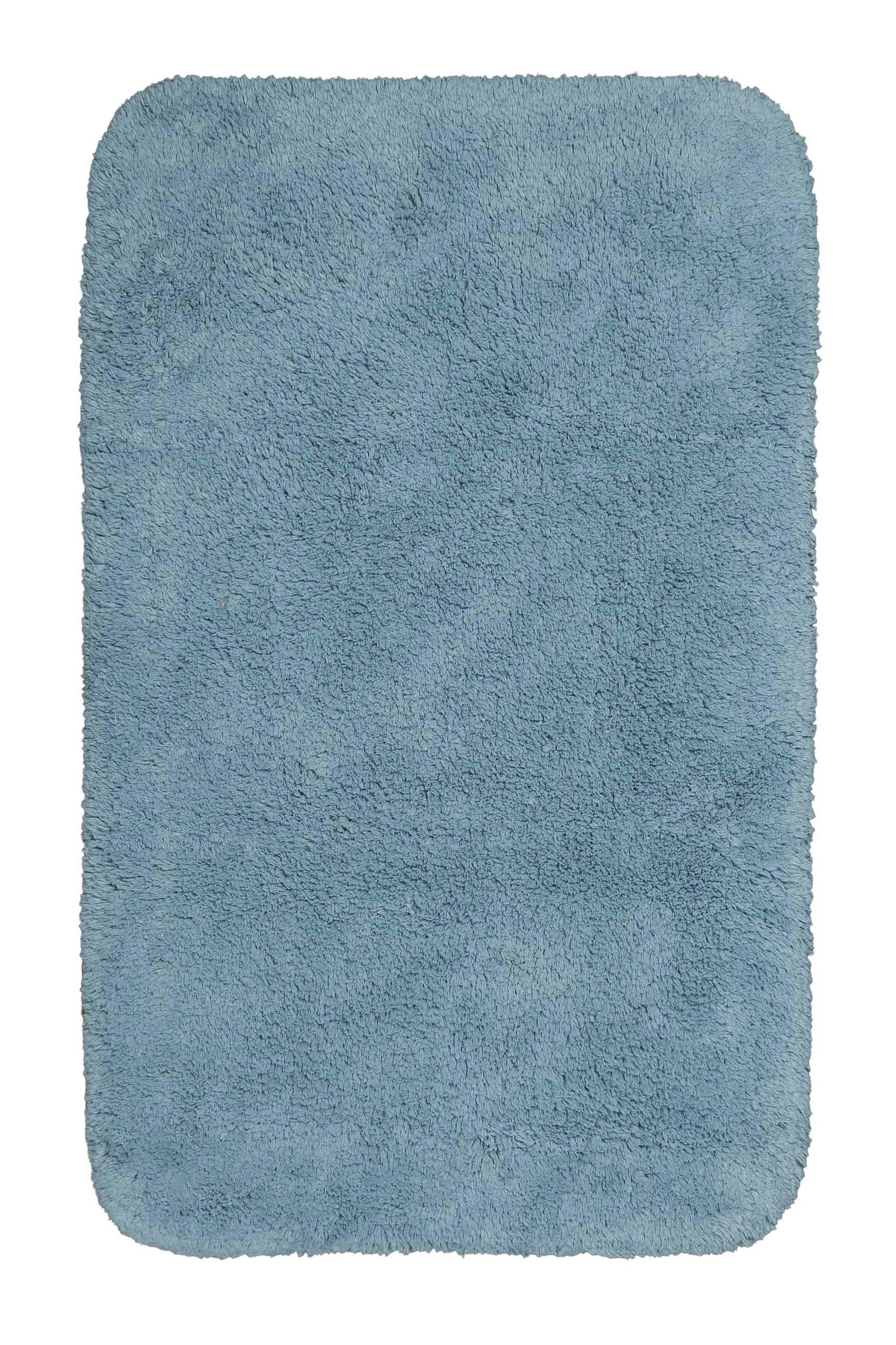 OLE - Tapis de bain doux bleu coton 80x150