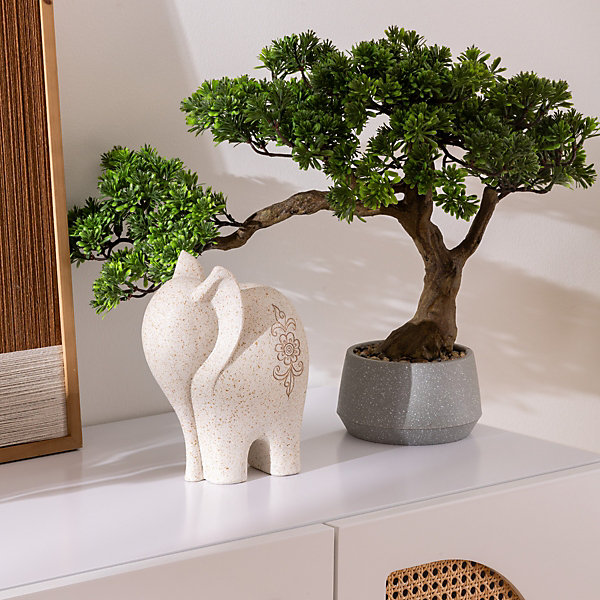 Bonsaï artificiel en pot Polin pot en céramique vert H45cm - Atmosphera