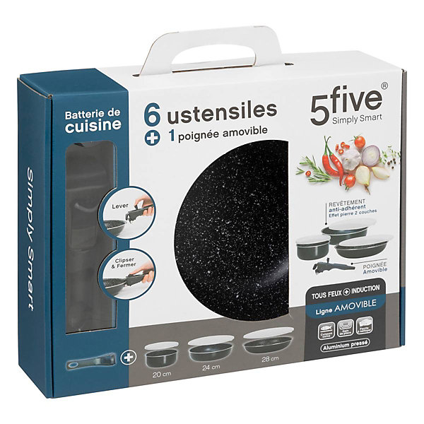 Batterie de cuisine Aluminium pressé Amovible - 5Five