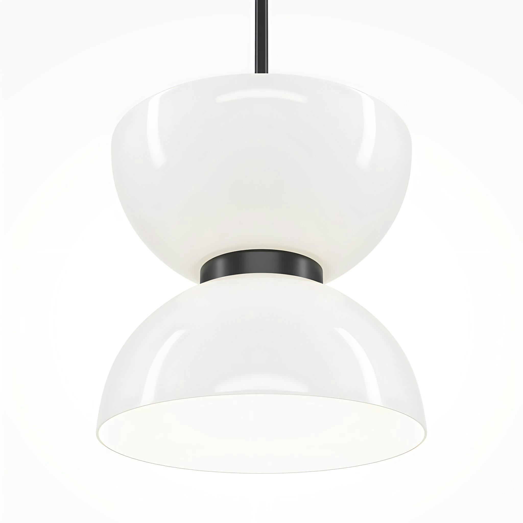 Suspension design noire – sablier en verre blanc ENID