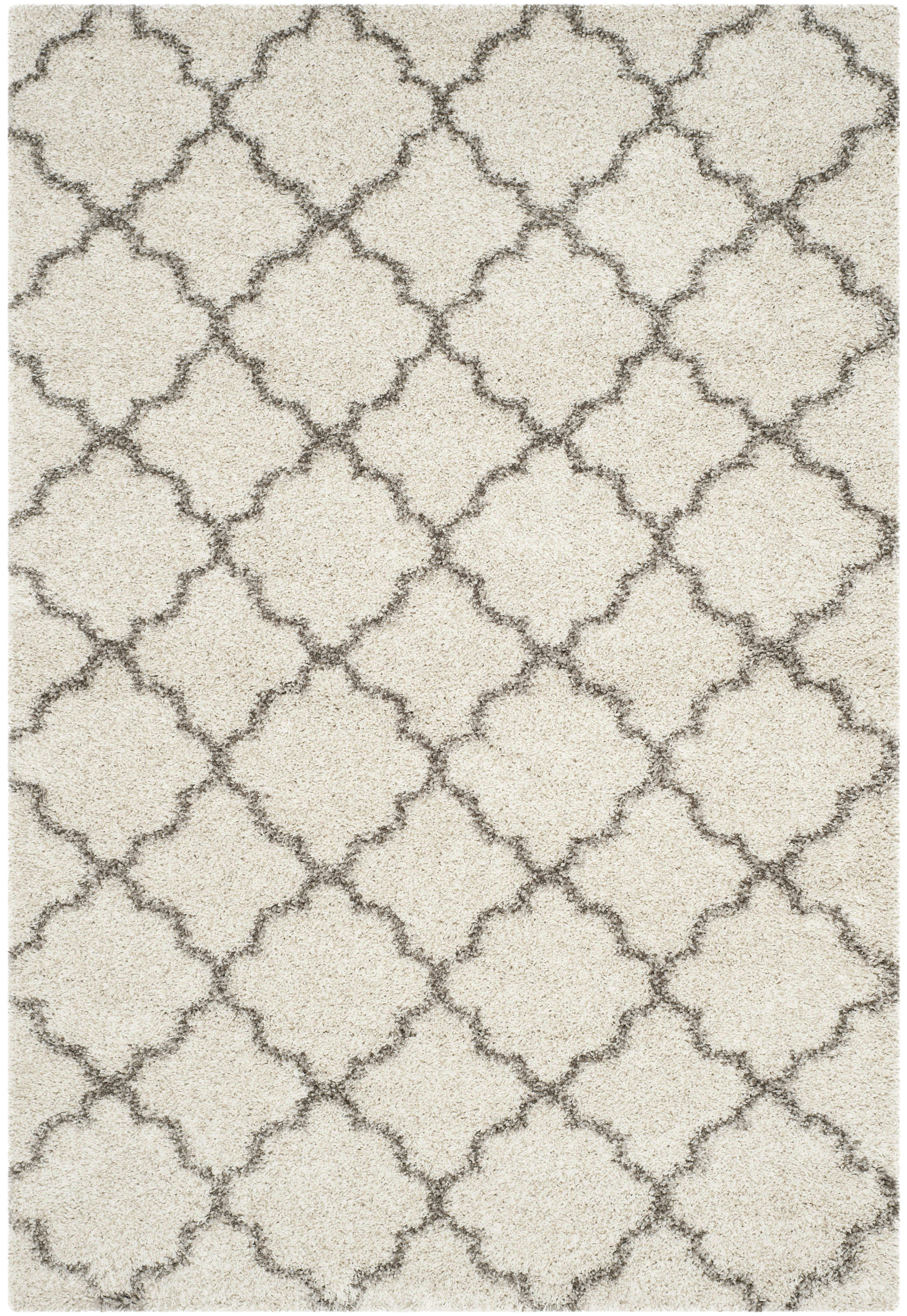 HUDSON SHAG - Tapis de salon interieur en ivoire & gris, 155 x 229 cm