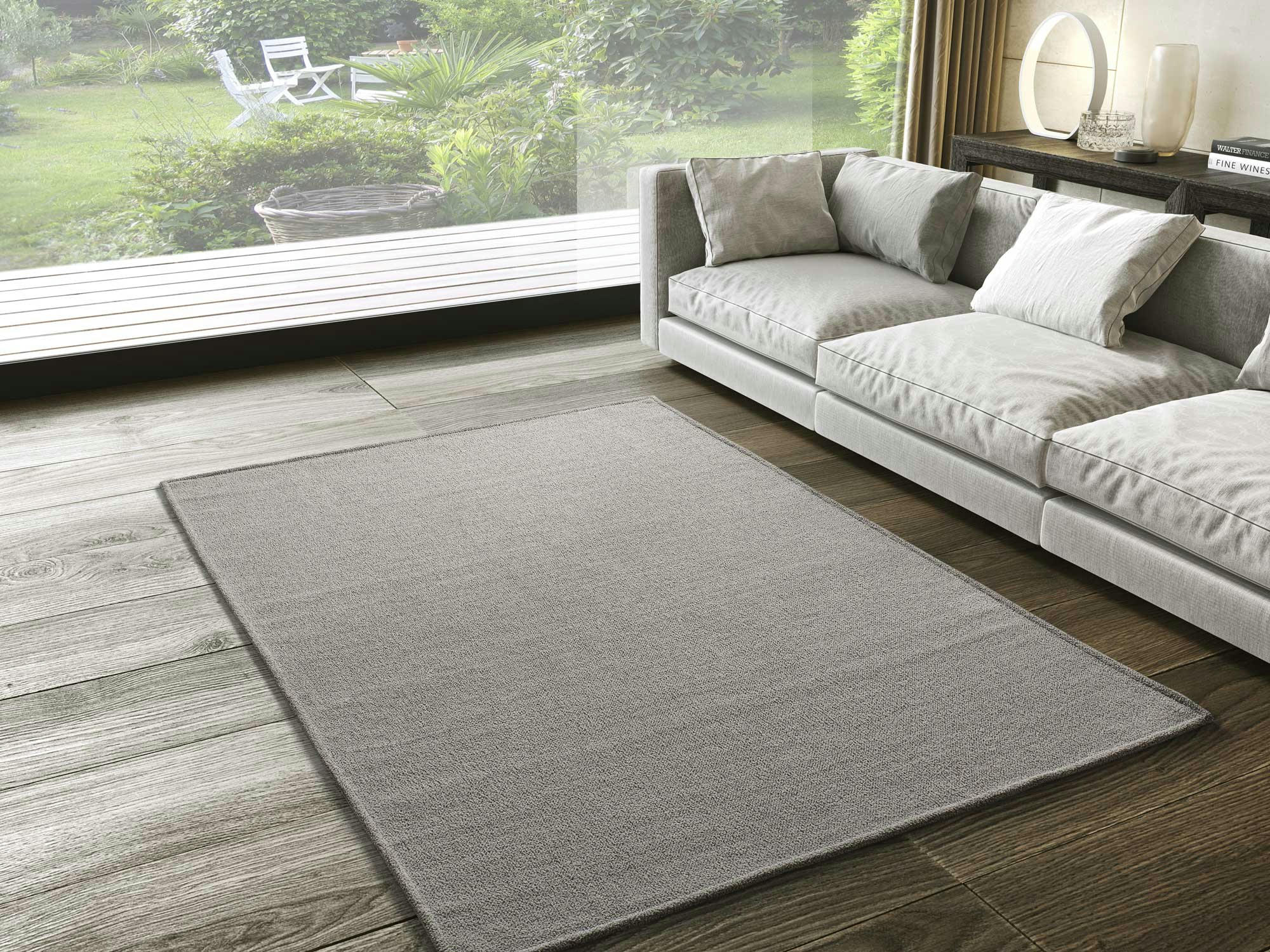 SAFFI - Tapis lavable au design neutre en beige, 120X170 cm