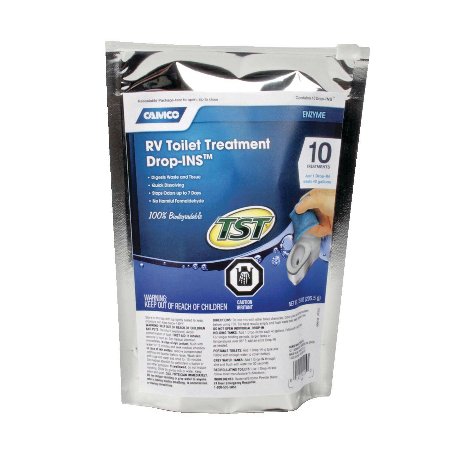 CAMCO TST Clean Scent Blue Enzyme Drop-In Tabs RV Holding Tank/Toilet Treatment, 10-pk
