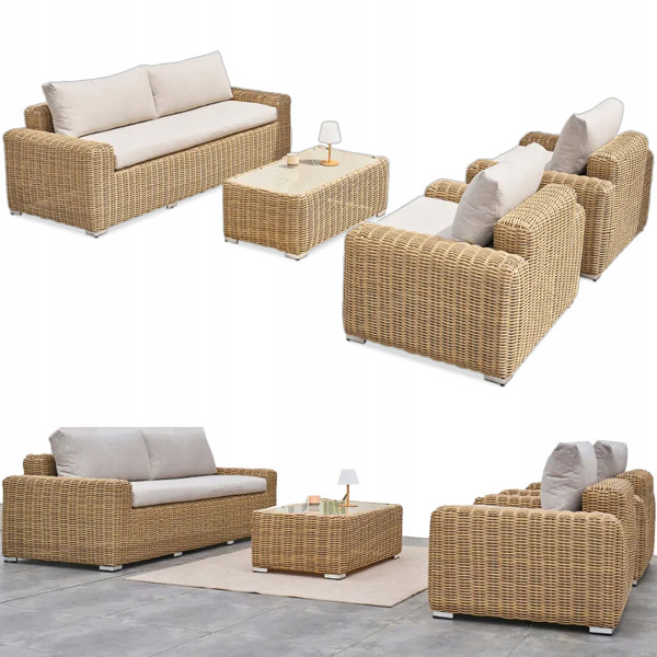 Zestaw Mebli Ogrodowych Tarasowy JAKARTA Sofa Fotel Duży Komplet PREMIUM