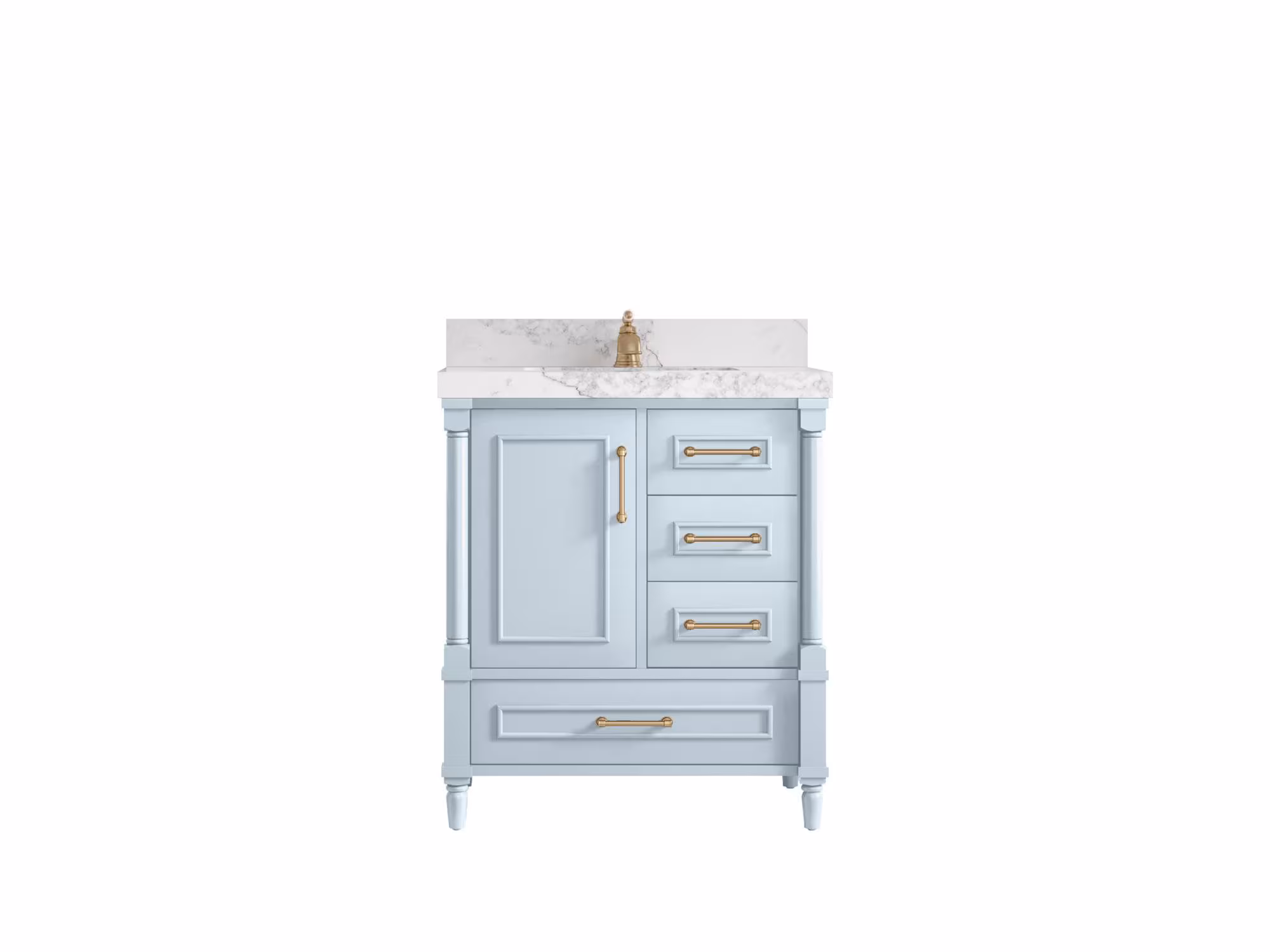 Aberdeen 30 in. W x 22 in. D Single Sink Bathroom Vanity in Blue Heather with Quartz or Marble Countertop | MODERN VANITY | PREMIUM Q