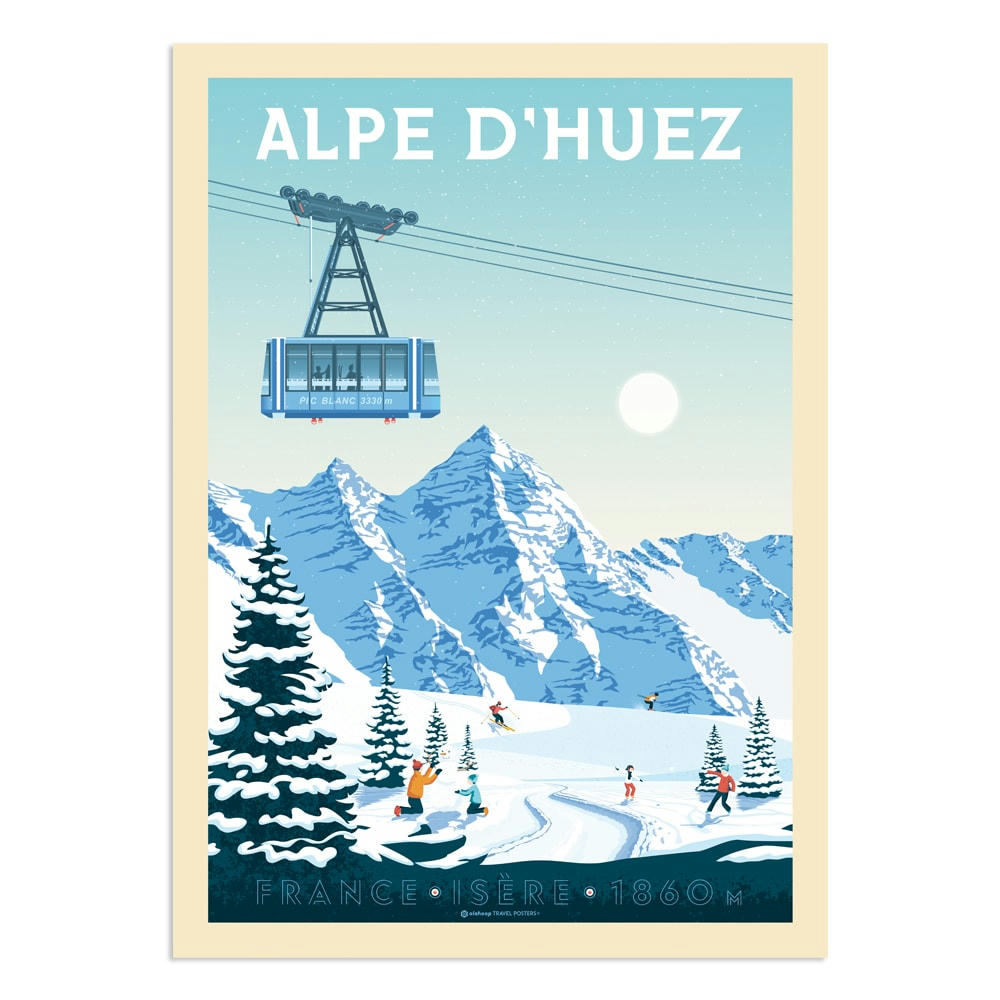 - Affiche Alpe d'Huez  21x29,7 cm