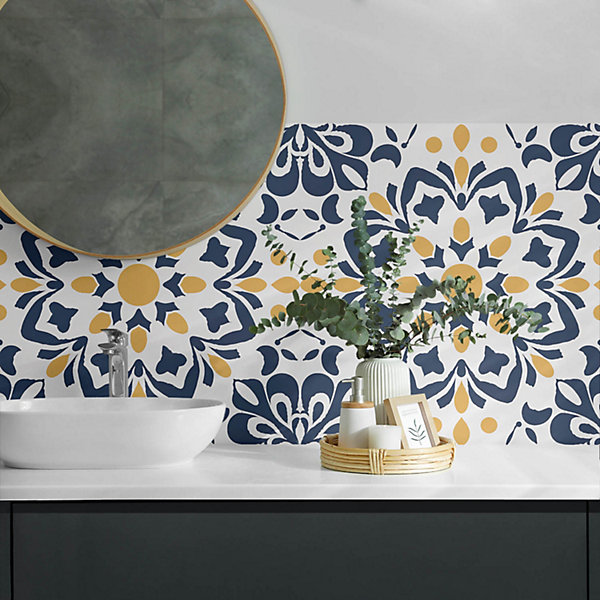 Panneau Mural TV Wallfluent 120x60 cm Motif Géométrique Avec Des Cercles 1 pièce