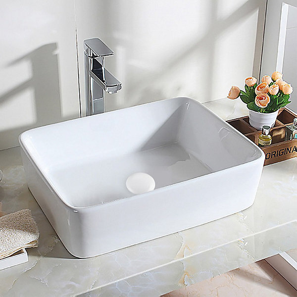Bonde de lavabo en laiton Click-Clack modèle C universelle pour lavabo 1/4 de pouce sans trop-plein avec tête en céramique blanche