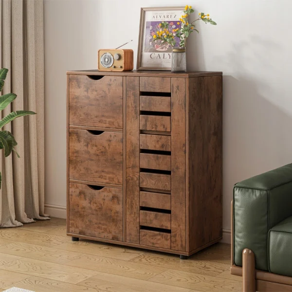 Komoda do salonu retro szafka pojemna drewniana półki loft